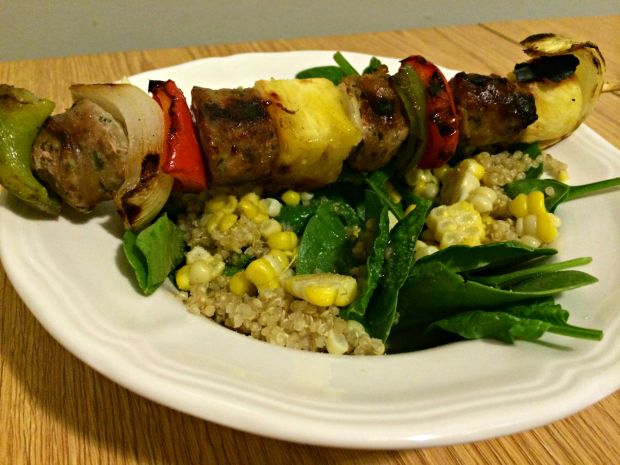 sausage, veggie & pineapple skewers 3