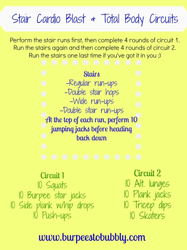 Stair cardio blast & total body circuits