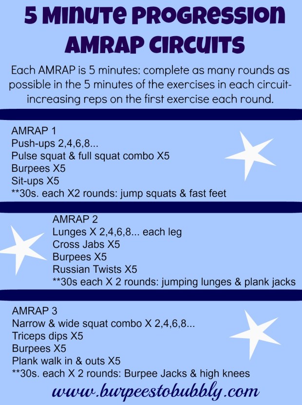 5 minute progression AMRAP circuit