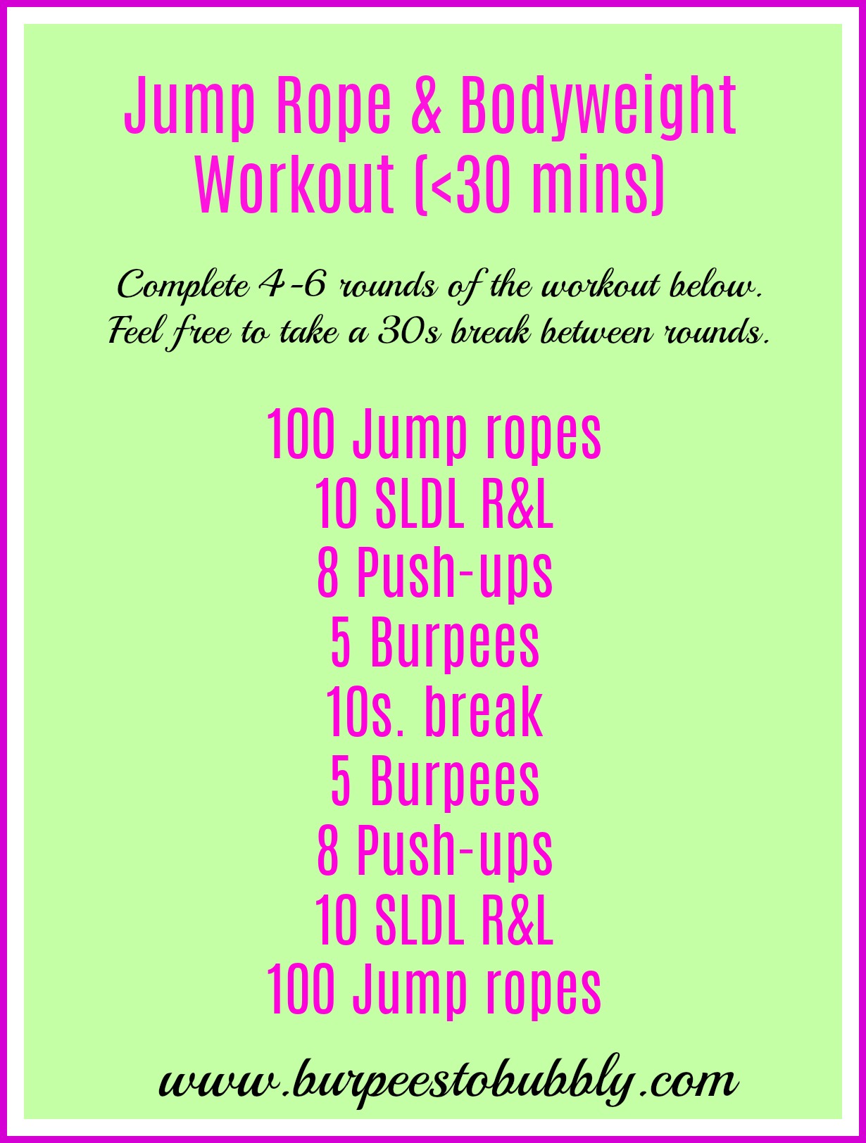 Wednesday Workout: Jump Rope & Bodyweight Workout – Burpees to Bubbly